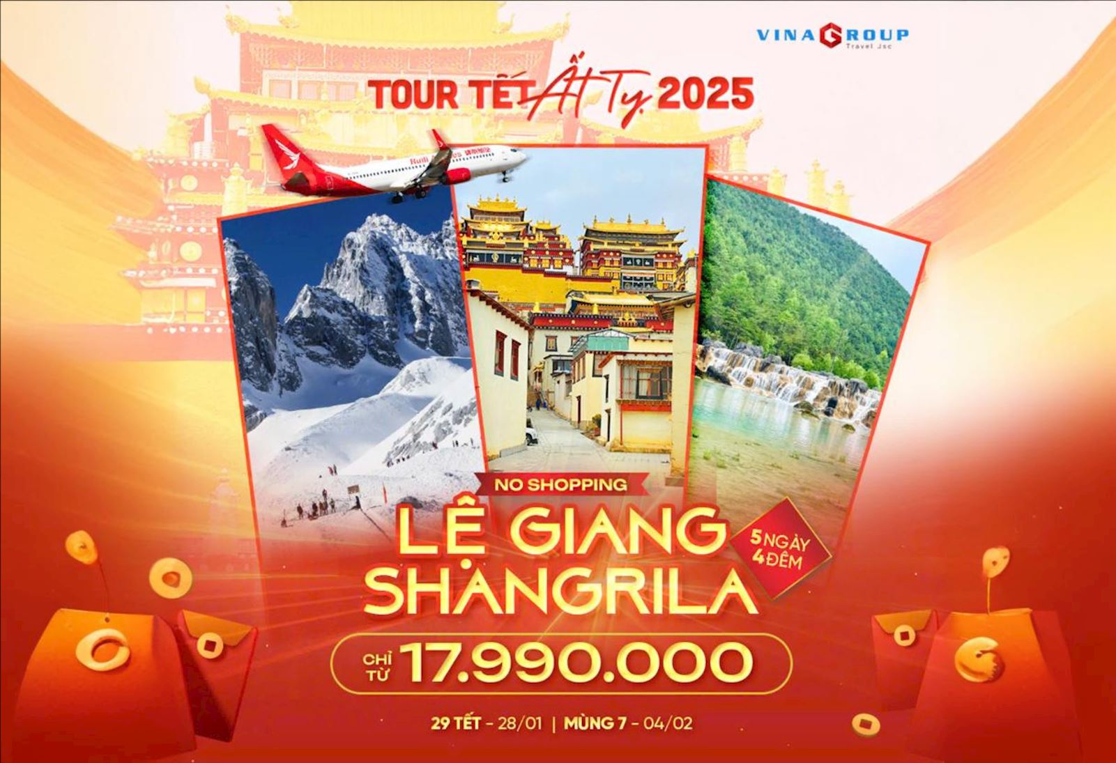 [Tết 2025] (29 Tết) Tour Trung Quốc - Lệ Giang - Shangrila